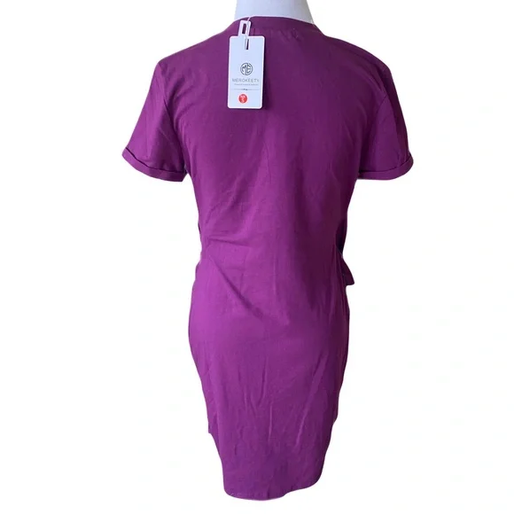MEROKEETY Purple Wrap Dress - Picture 3 of 5